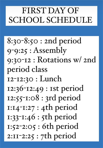 first day sched.